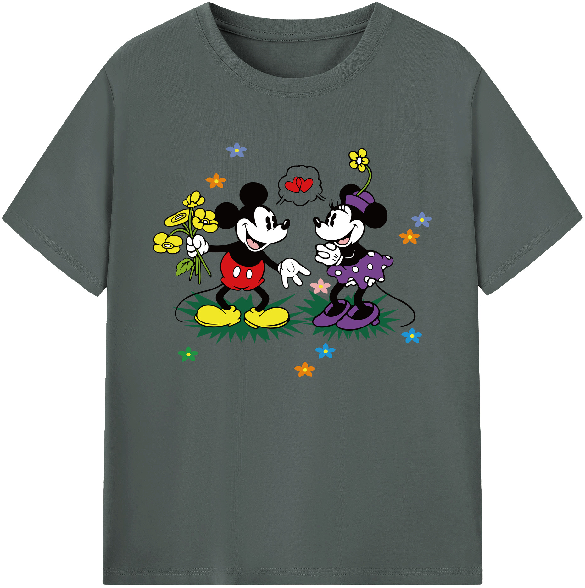 ミッキーマウス Mickey Mouse 綿100％ メンズ半袖Tシャツ｜肌触りやわらか＆通気性